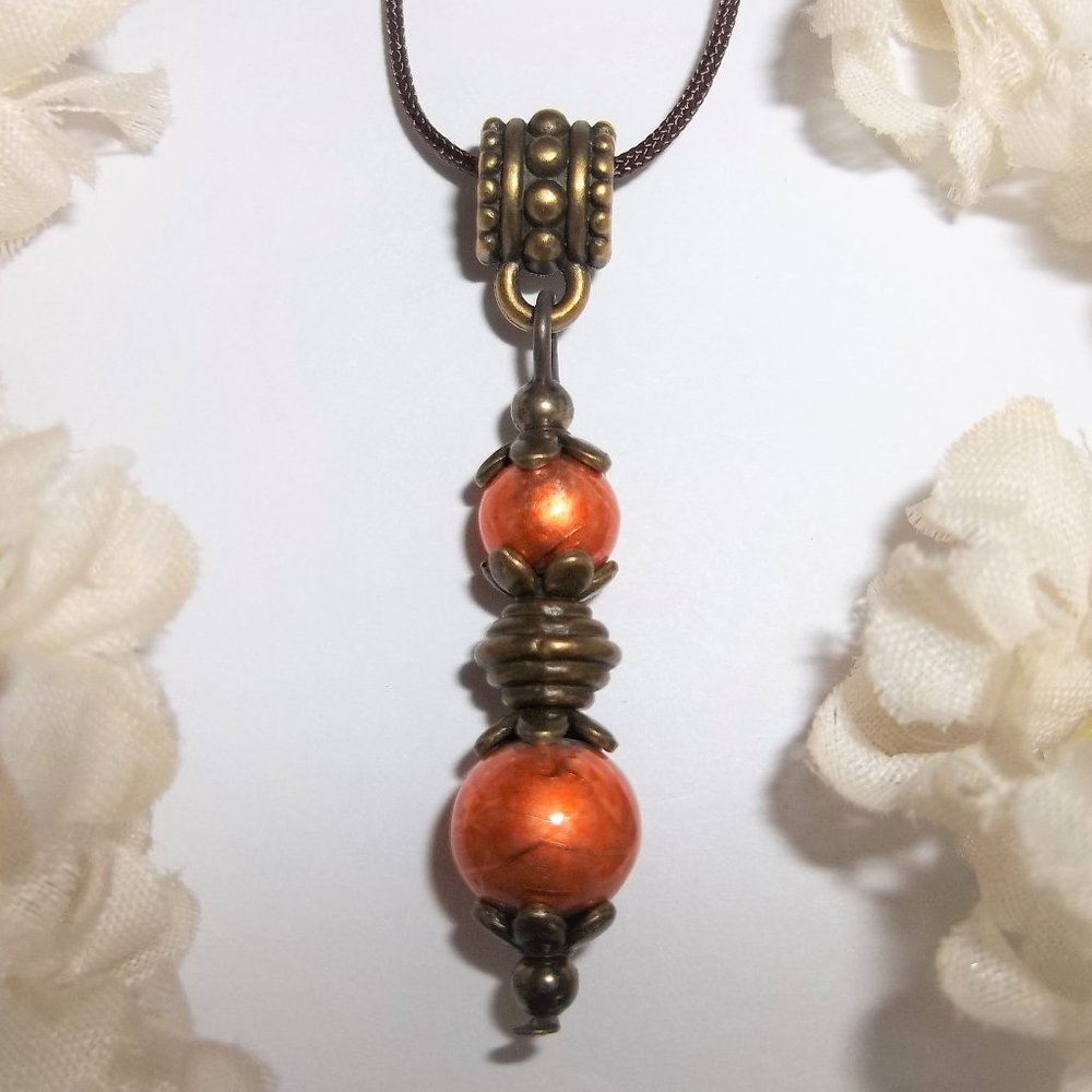 Necklace, Beaded Necklace, Orange Necklace, Boho Necklace, Necklace, New A095